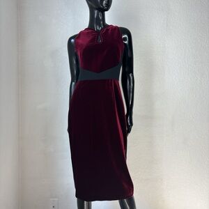 Roland Mouret Burgundy Midi Cocktail Dress